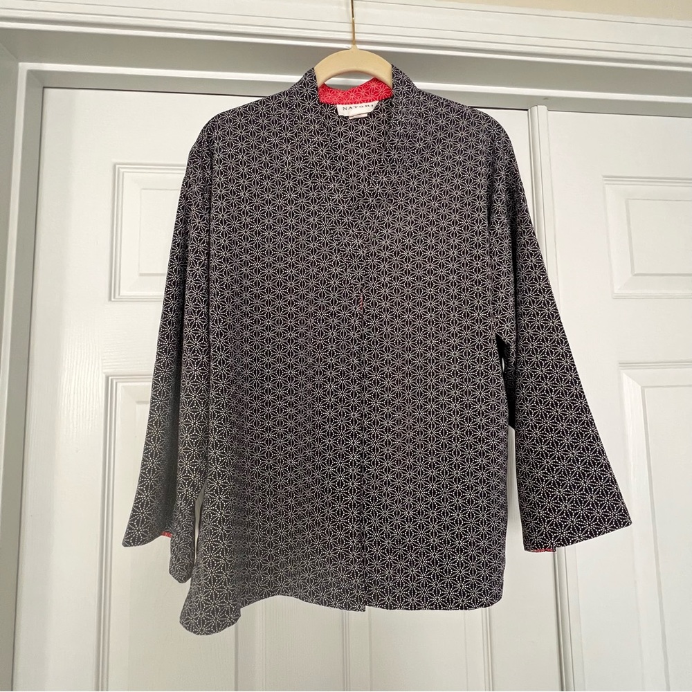 Natori Kimono silky top button snap pajama top sz XS